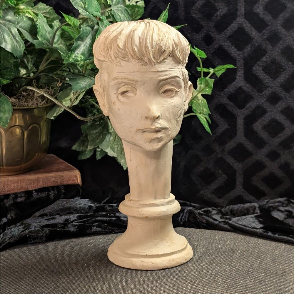 Signed Fred Press MCM Plaster Bust Hercules Youth Myths Zodiac Series Sculpture